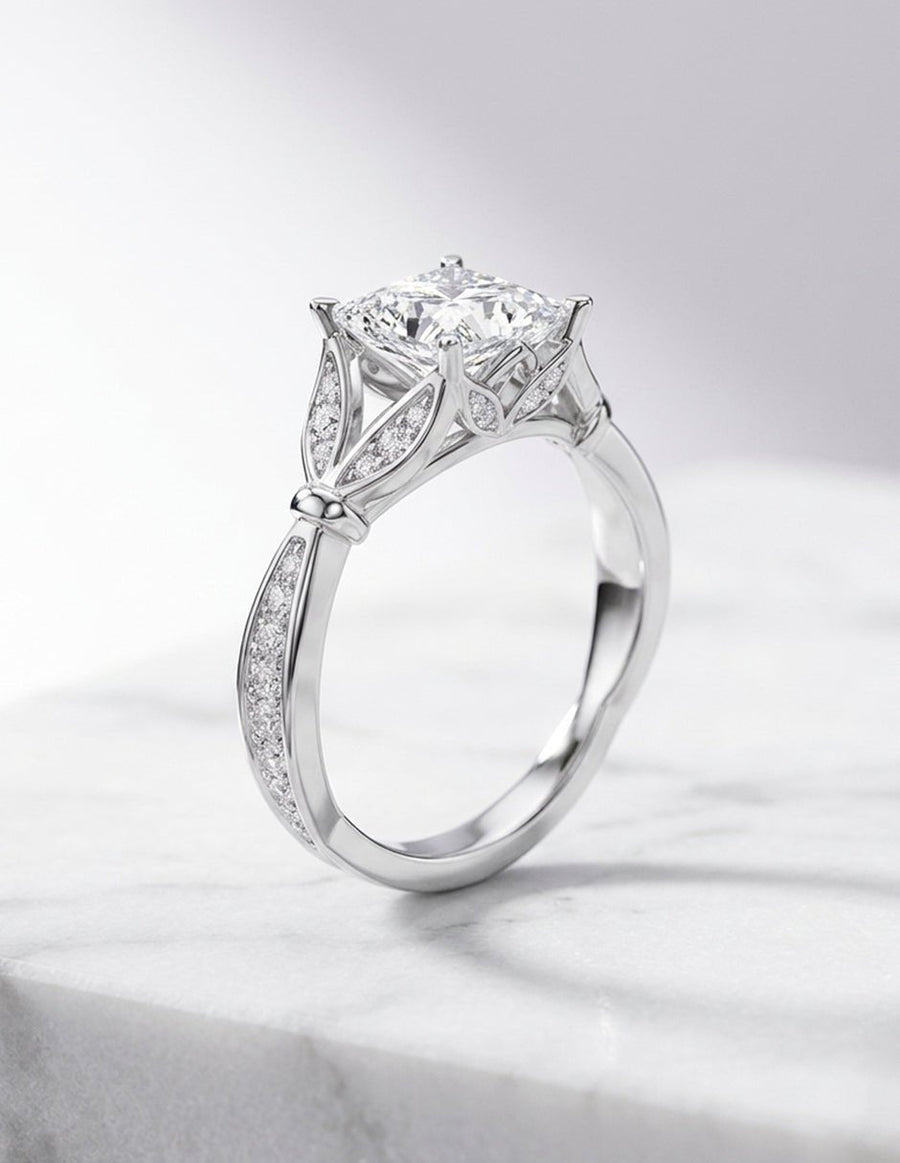 Anillo de compromiso - piedras laterales - AMORE339-PR-LG