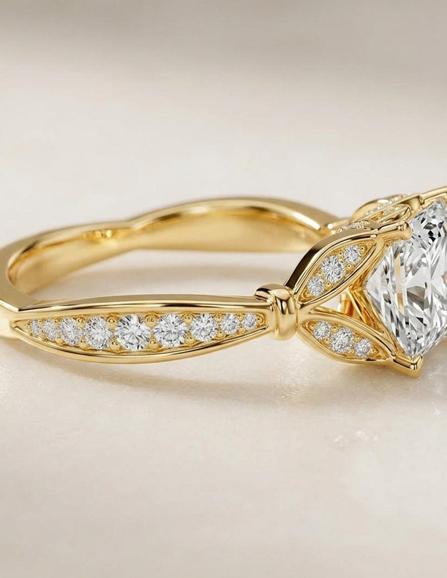 Anillo de compromiso - piedras laterales - AMORE339-PR-LG