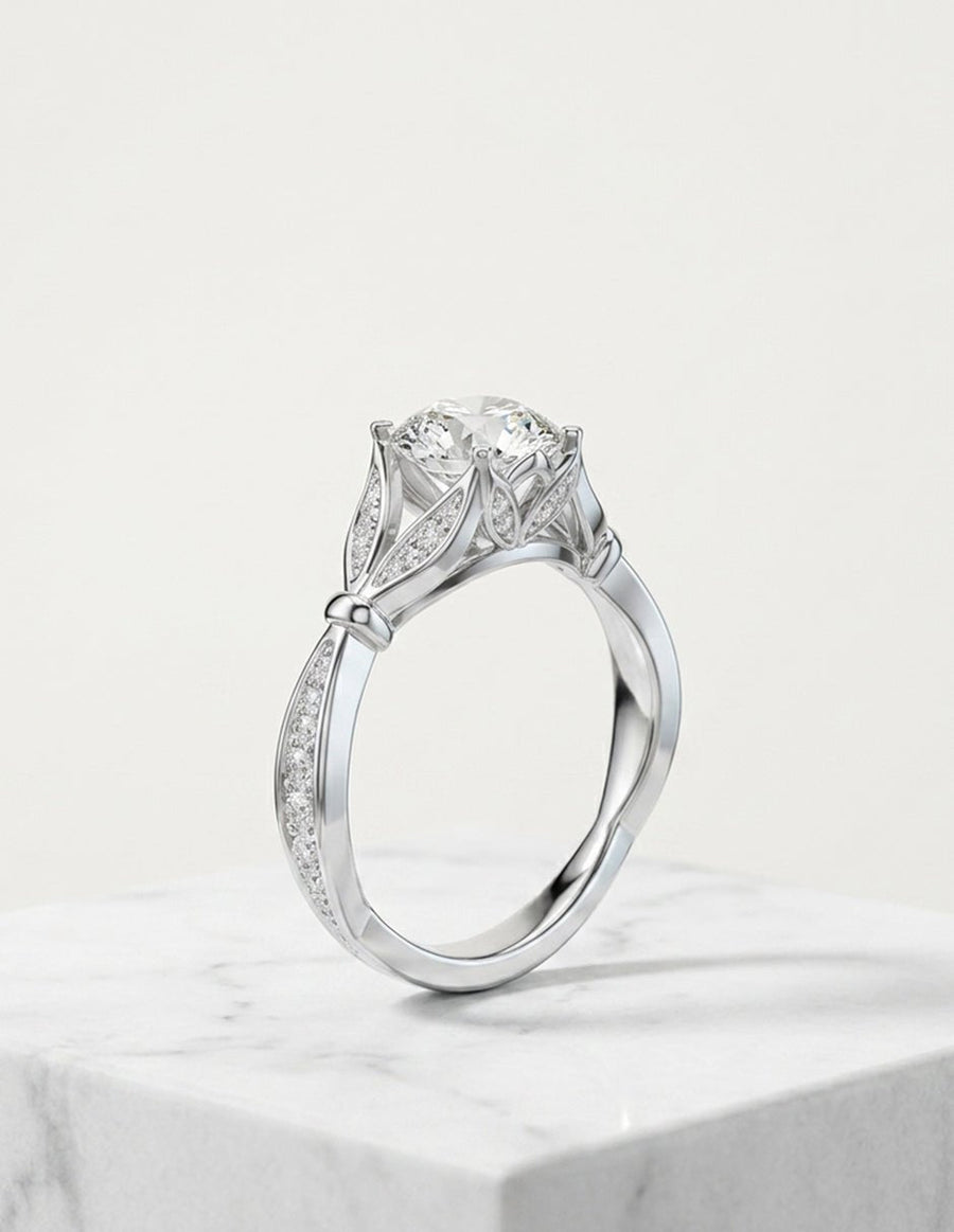 Anillo de compromiso - piedras laterales - AMORE339-RD-LG