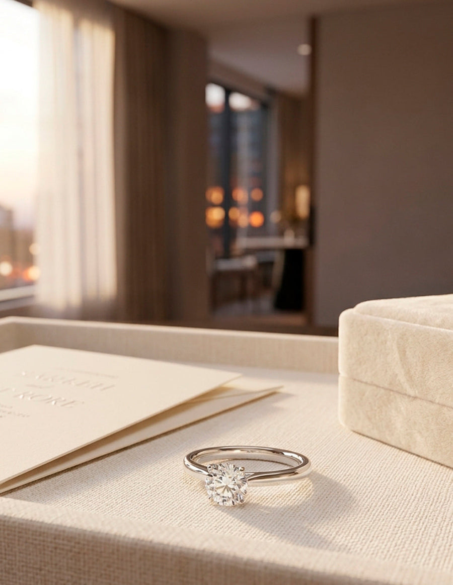 Anillo de Compromiso - solitario - AMORE34-RD-CZ
