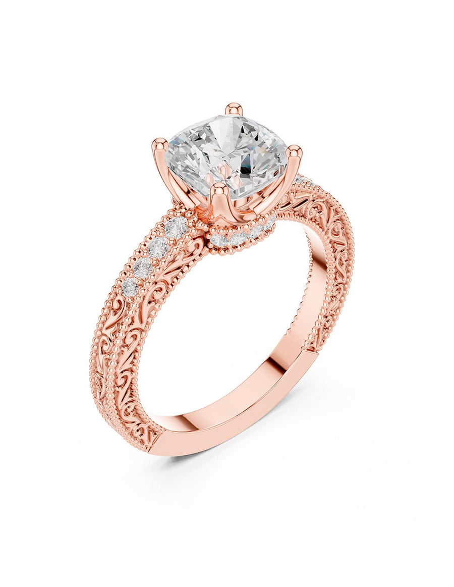 Anillo de compromiso - piedras laterales - AMORE340-CU-LG