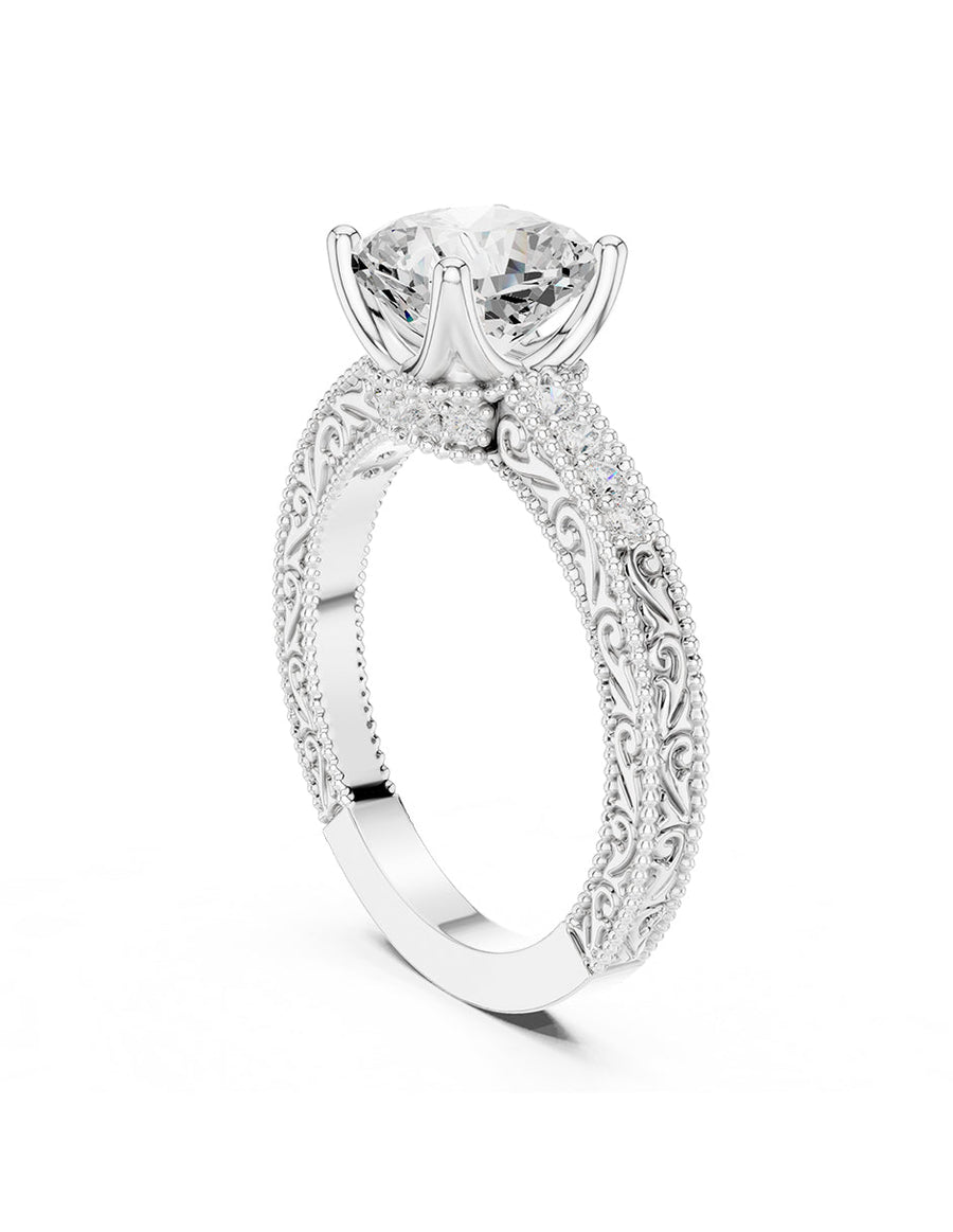 Anillo de compromiso - piedras laterales - AMORE340-CU-LG