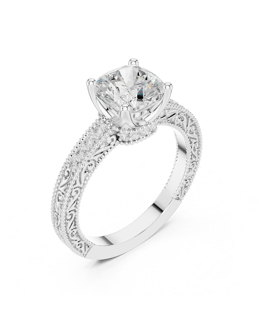 Anillo de compromiso - piedras laterales - AMORE340-CU-LG