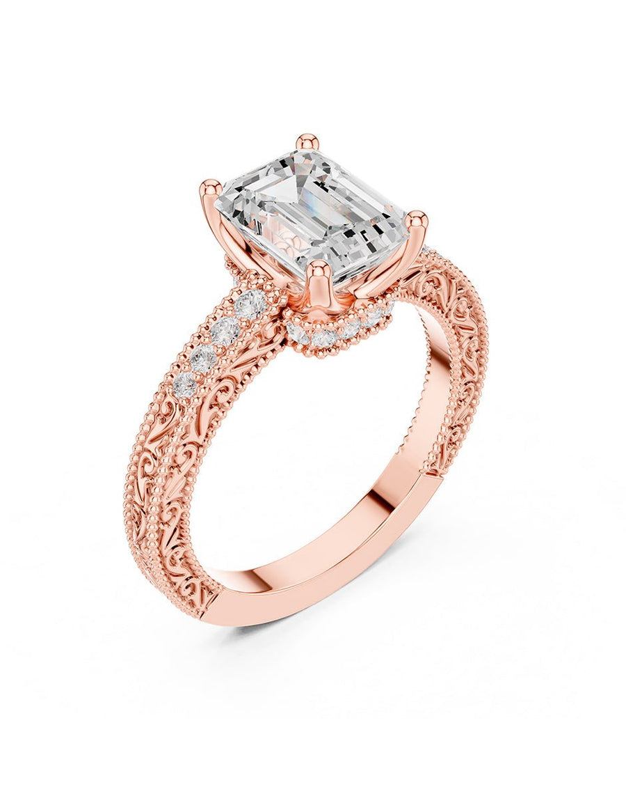 Anillo de compromiso - piedras laterales - AMORE340-EM-LG