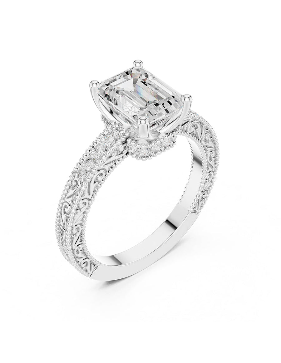 Anillo de compromiso - piedras laterales - AMORE340-EM-LG