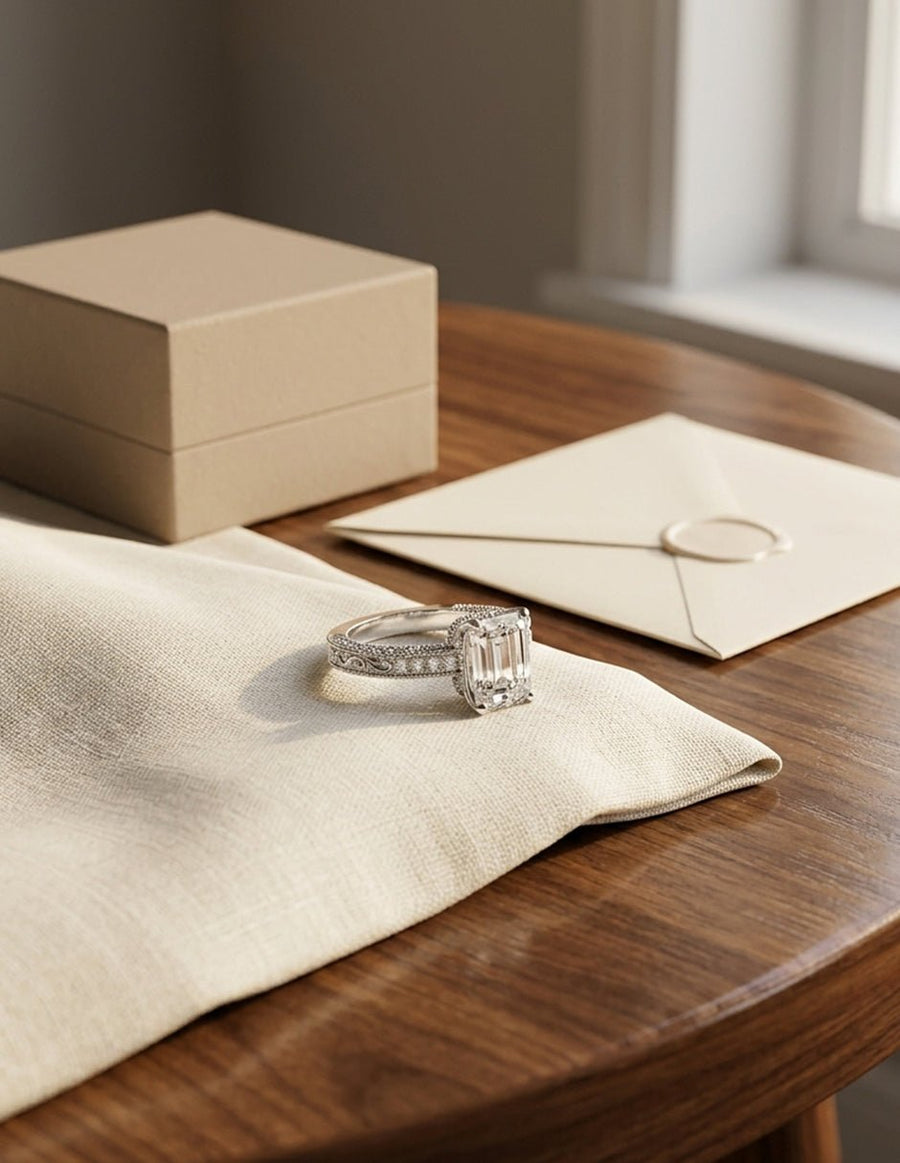 Anillo de compromiso - piedras laterales - AMORE340-EM-LG