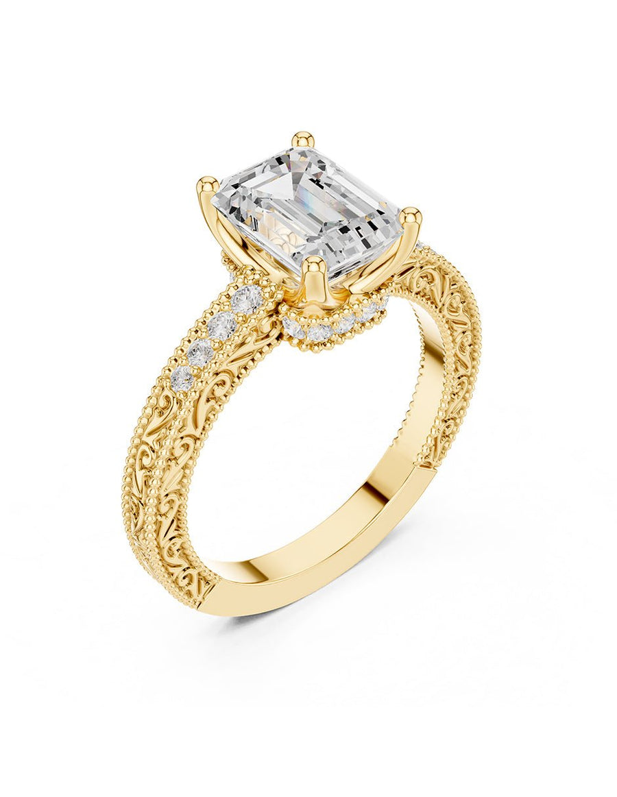 Anillo de compromiso - piedras laterales - AMORE340-EM-LG