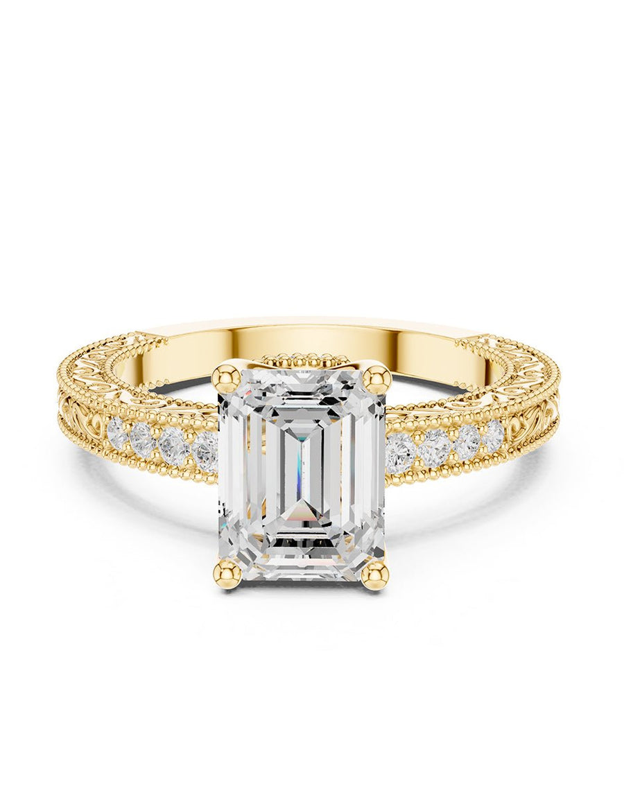Anillo de compromiso - piedras laterales - AMORE340-EM-LG