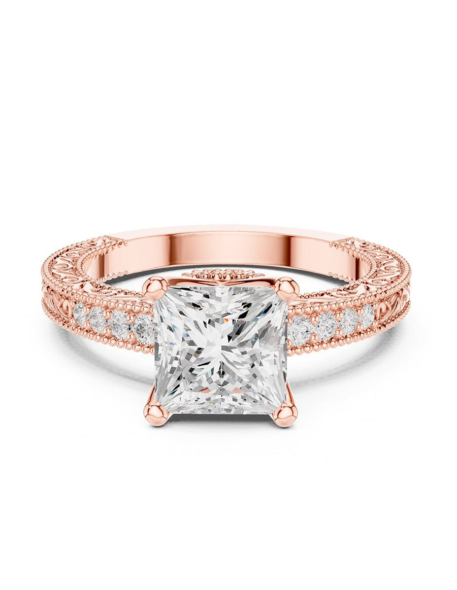 Anillo de compromiso - piedras laterales - AMORE340-PR-LG