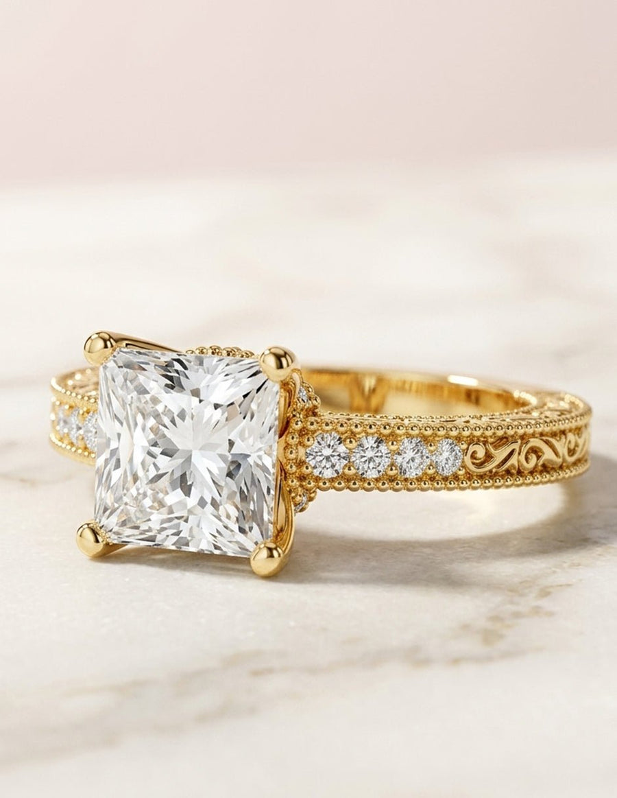 Anillo de compromiso - piedras laterales - AMORE340-PR-LG