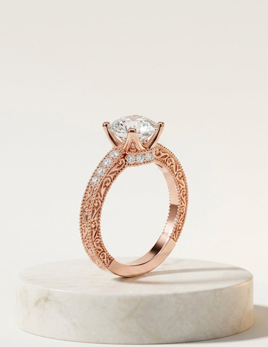 Anillo de compromiso - piedras laterales - AMORE340-RD-LG