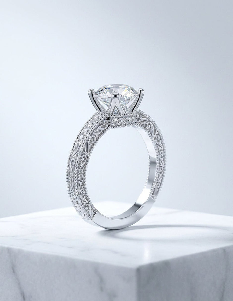 Anillo de compromiso - piedras laterales - AMORE340-RD-LG