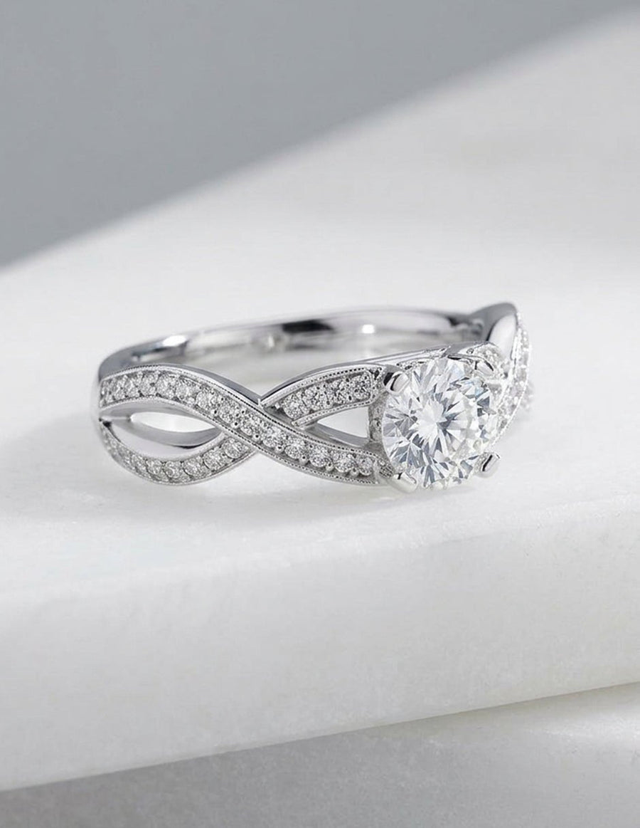Anillo de compromiso - piedras laterales - AMORE341-RD-LG
