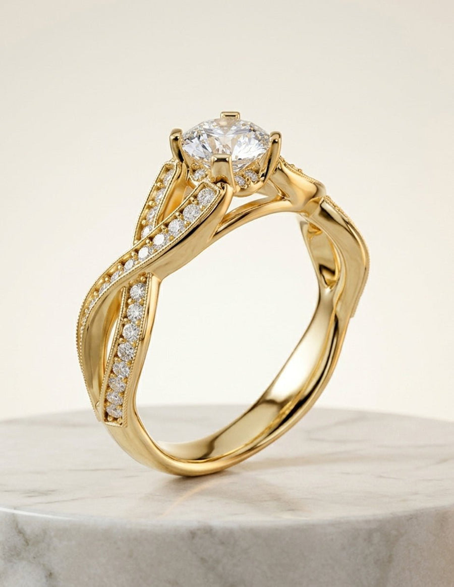 Anillo de compromiso - piedras laterales - AMORE341-RD-LG