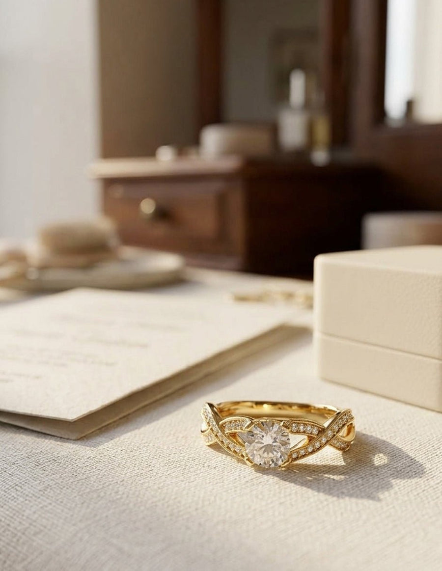 Anillo de compromiso - piedras laterales - AMORE341-RD-LG