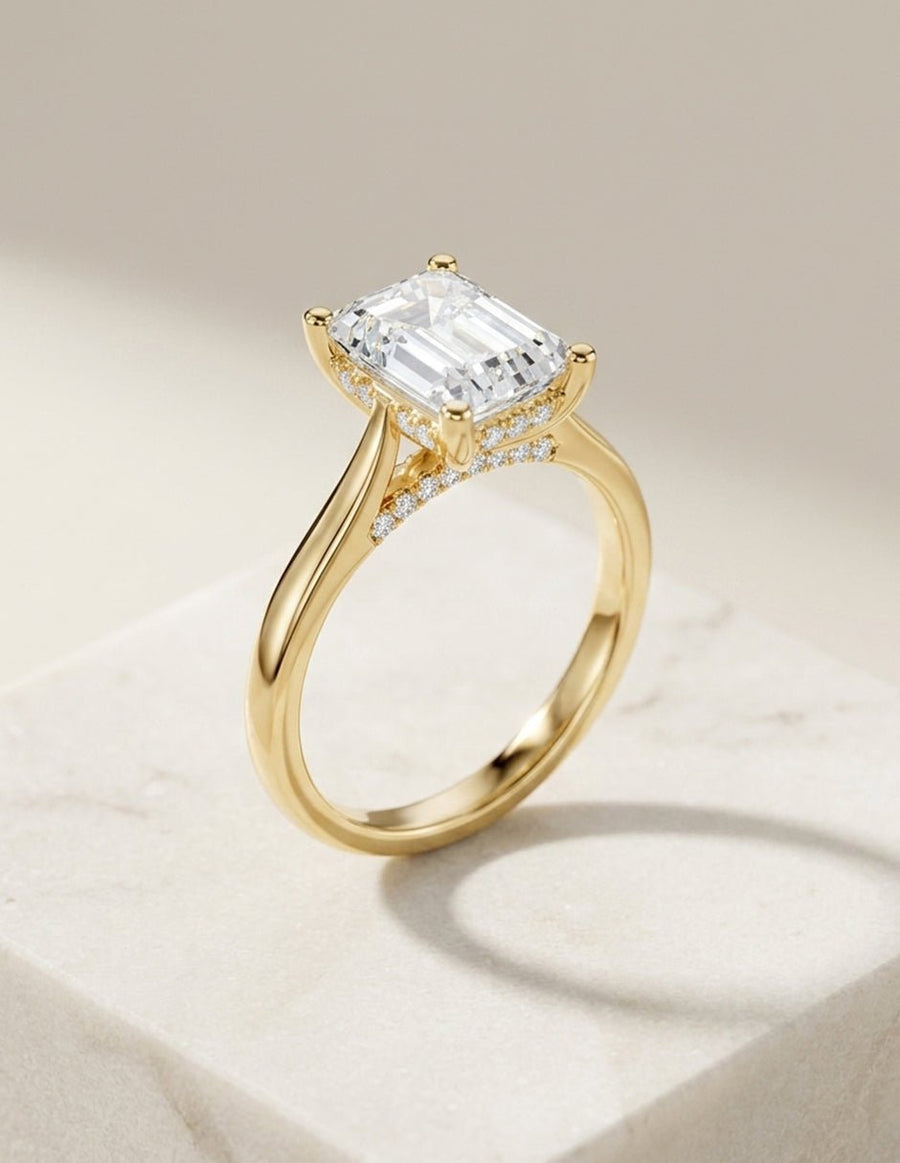 Anillo de compromiso - piedras laterales - AMORE342-EM-LG