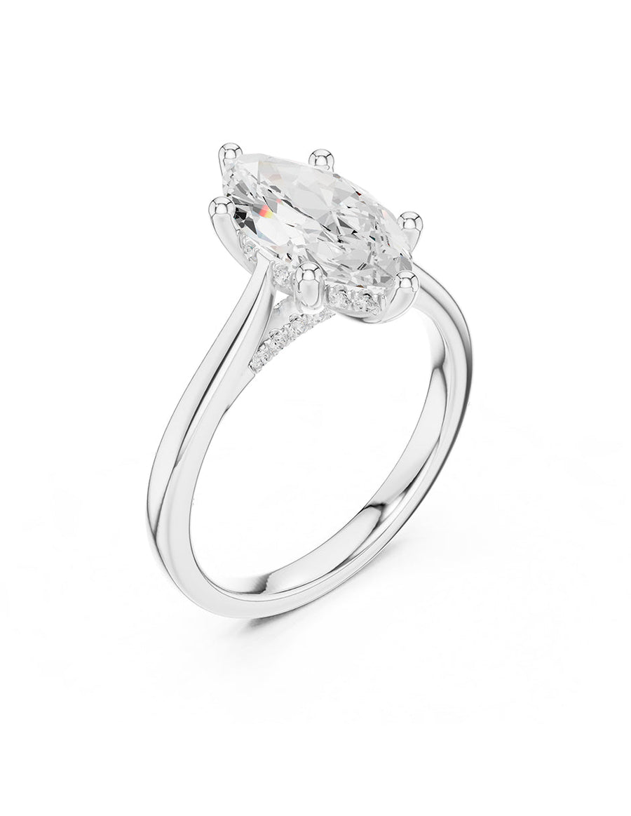 Anillo de compromiso - piedras laterales - AMORE342-MQ-LG
