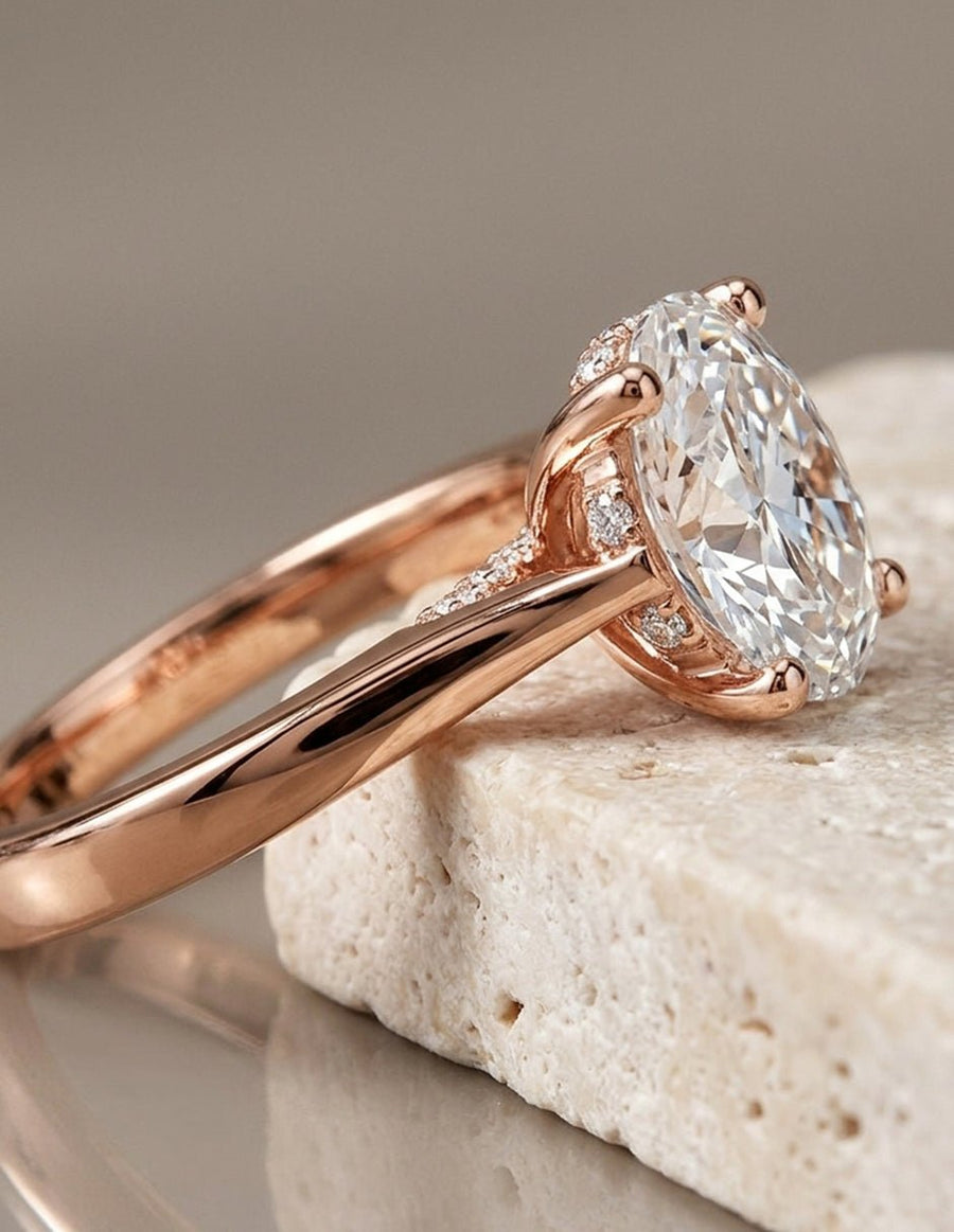 Anillo de compromiso - piedras laterales - AMORE342-OV-LG