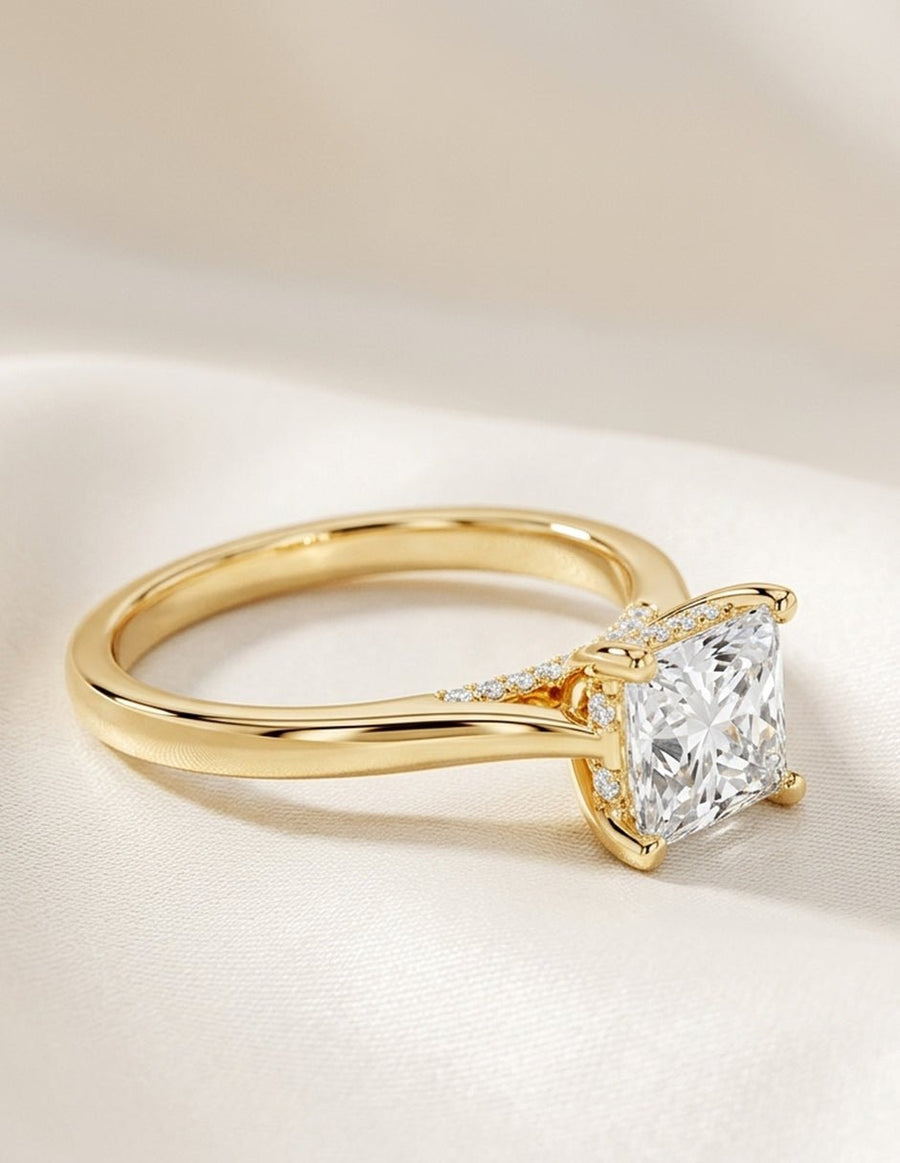 Anillo de compromiso - piedras laterales - AMORE342-PR-LG