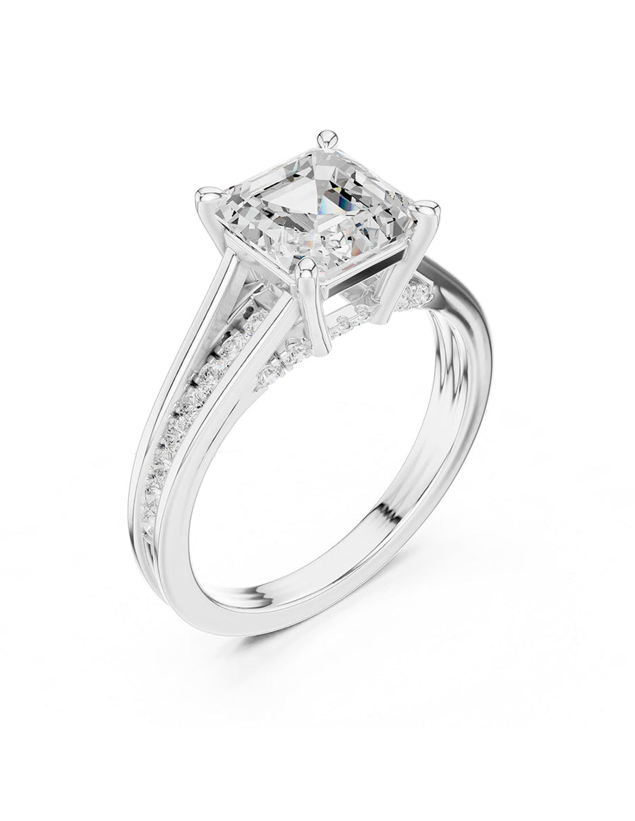 Anillo de compromiso - piedras laterales - AMORE343-AS-LG