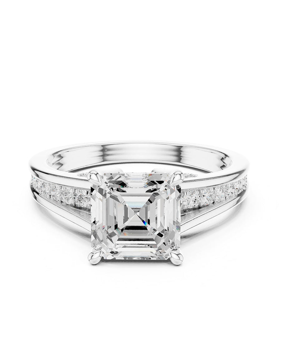 Anillo de compromiso - piedras laterales - AMORE343-AS-LG