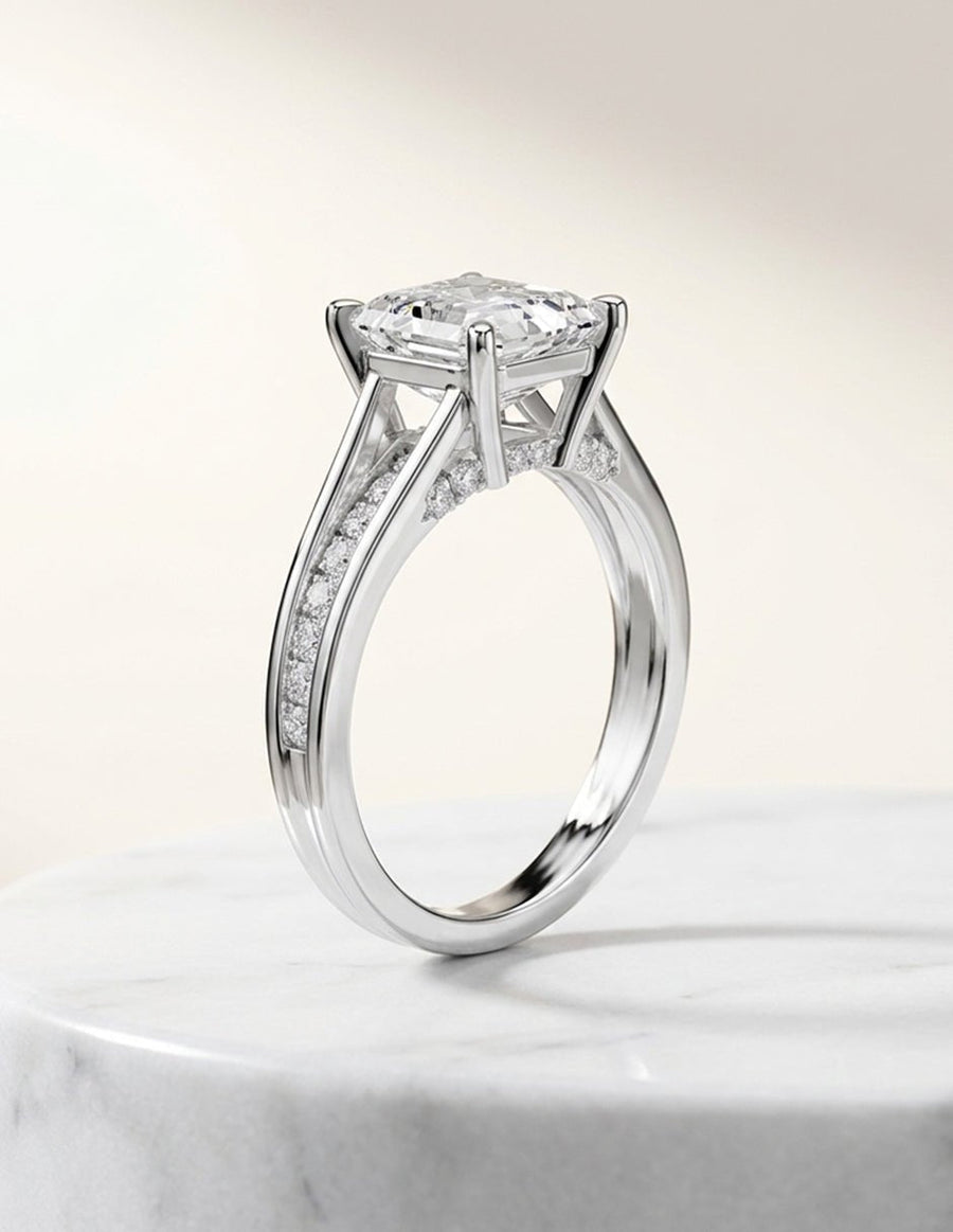 Anillo de compromiso - piedras laterales - AMORE343-AS-LG