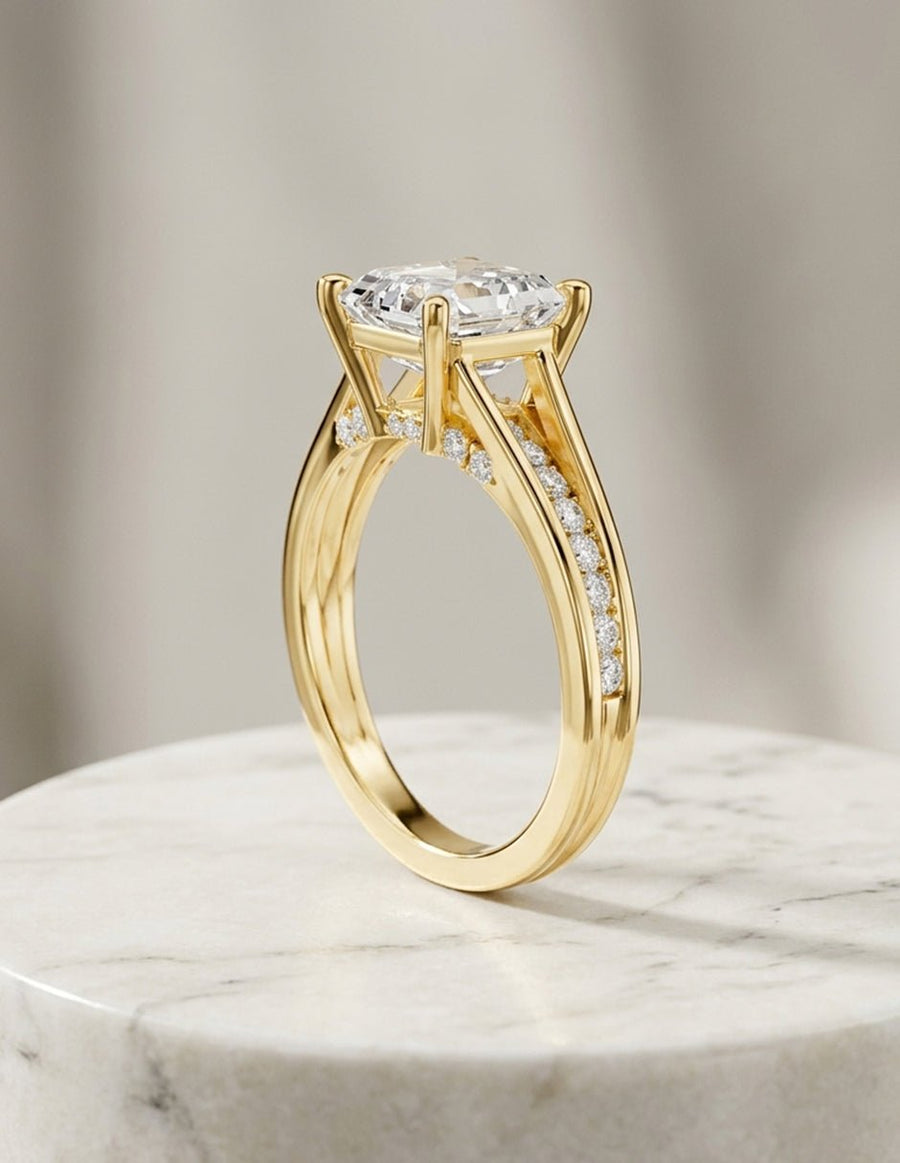 Anillo de compromiso - piedras laterales - AMORE343-AS-LG