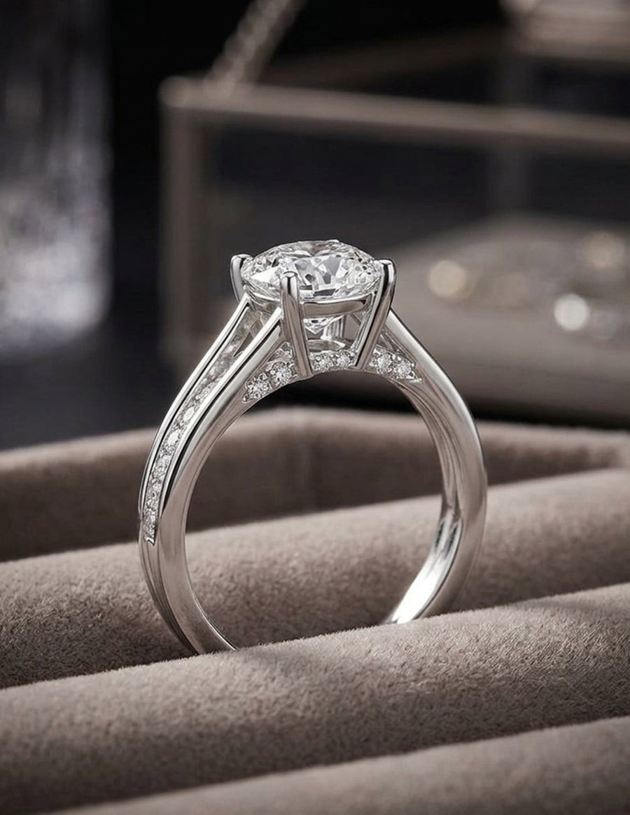 Anillo de compromiso - piedras laterales - AMORE343-CU-LG