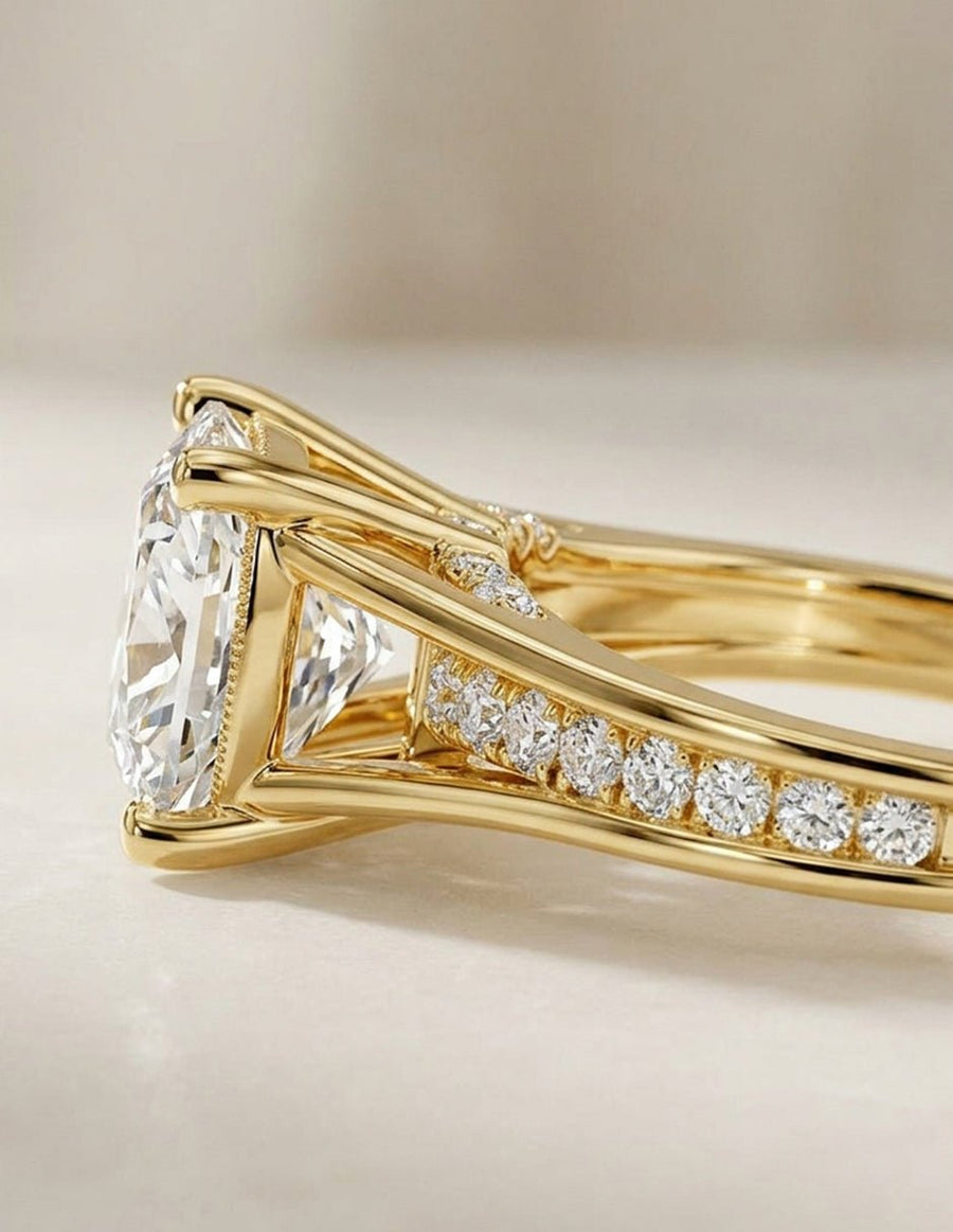 Anillo de compromiso - piedras laterales - AMORE343-CU-LG