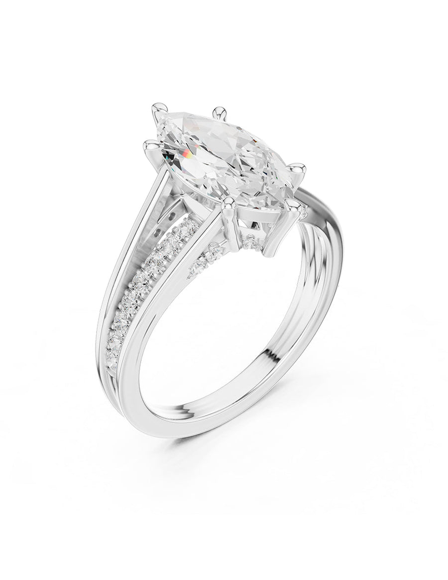 Anillo de compromiso - piedras laterales - AMORE343-MQ-LG