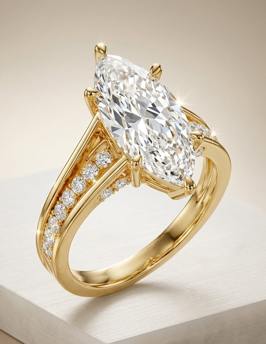 Anillo de compromiso - piedras laterales - AMORE343-MQ-LG