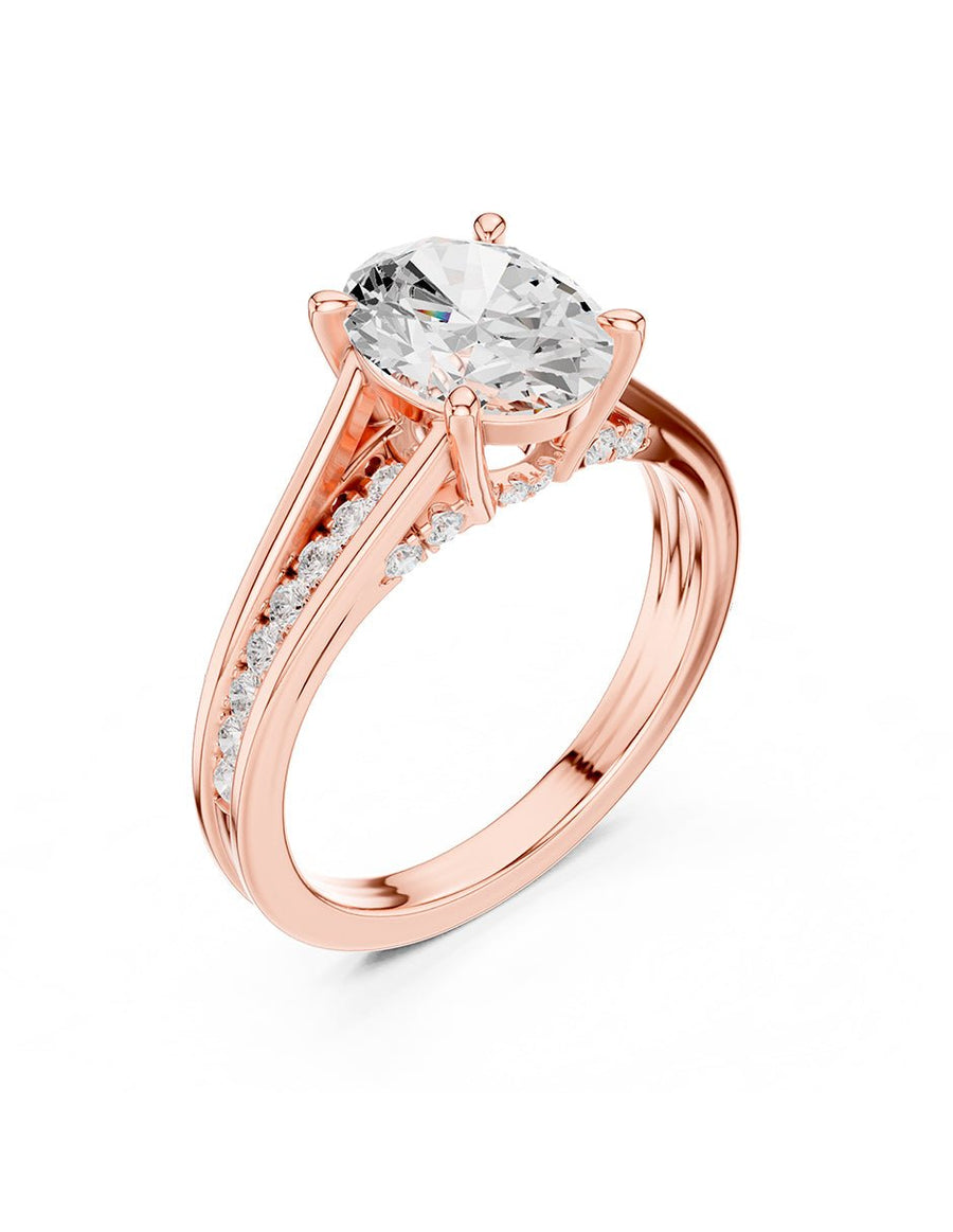 Anillo de compromiso - piedras laterales - AMORE343-OV-LG