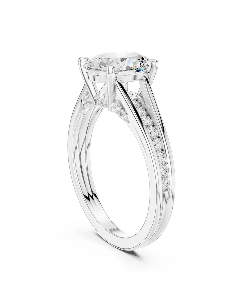 Anillo de compromiso - piedras laterales - AMORE343-OV-LG