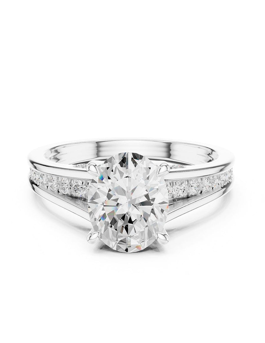 Anillo de compromiso - piedras laterales - AMORE343-OV-LG