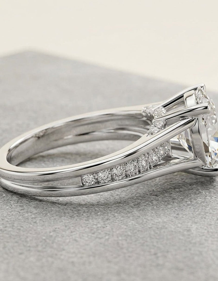 Anillo de compromiso - piedras laterales - AMORE343-OV-LG