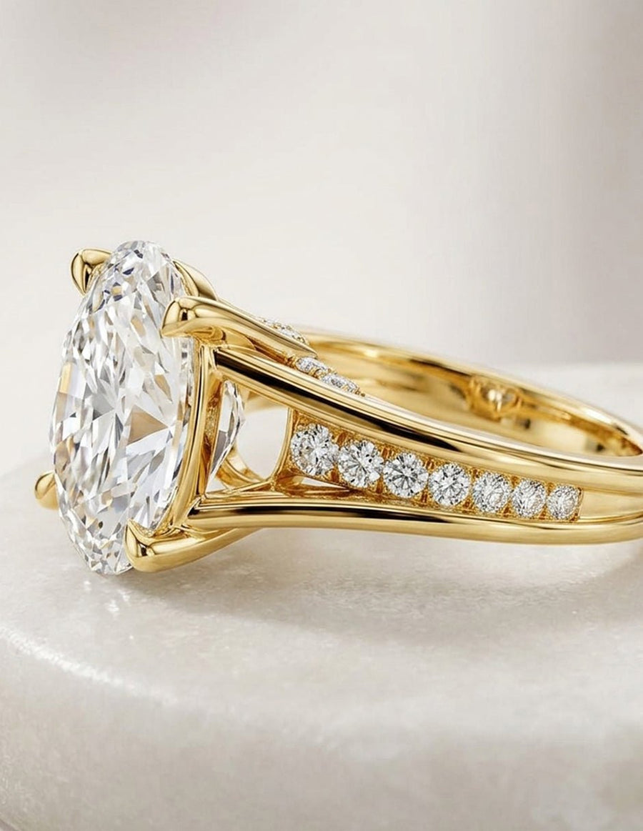 Anillo de compromiso - piedras laterales - AMORE343-OV-LG