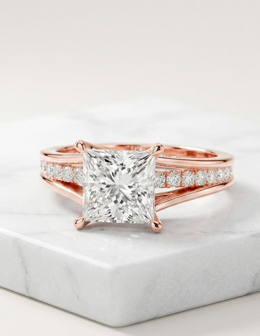Anillo de compromiso - piedras laterales - AMORE343-PR-LG