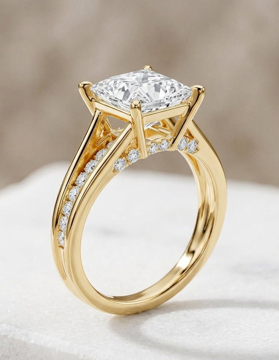 Anillo de compromiso - piedras laterales - AMORE343-PR-LG