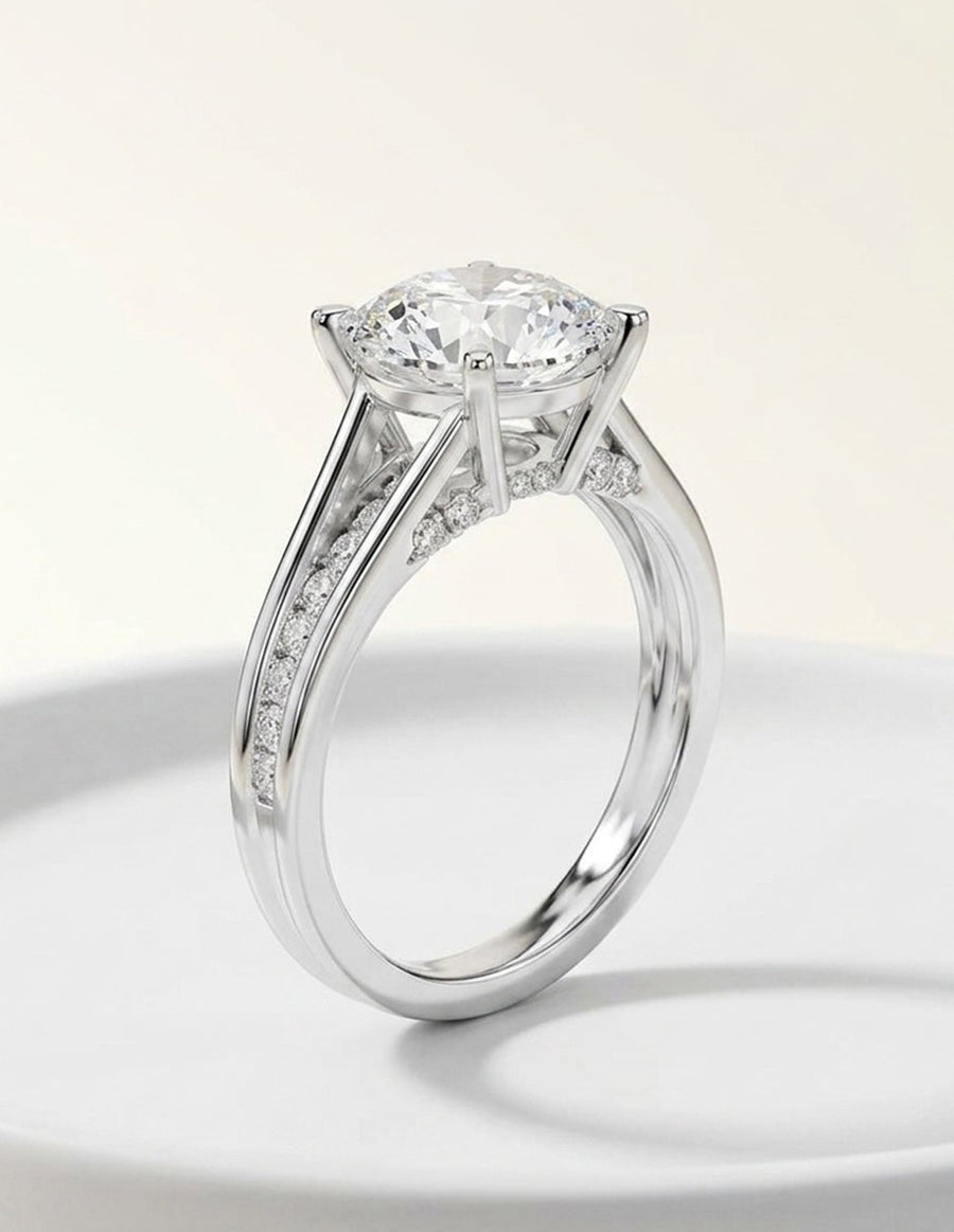 Anillo de compromiso - piedras laterales - AMORE343-RD-LG