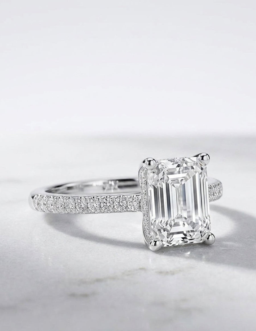 Anillo de compromiso - piedras laterales - AMORE344-EM-LG