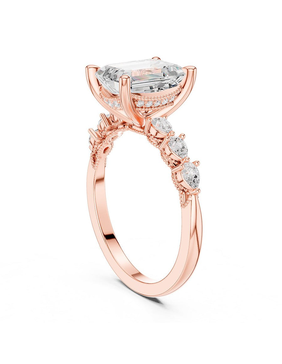 Anillo de compromiso - piedras laterales - AMORE345-EM-LG