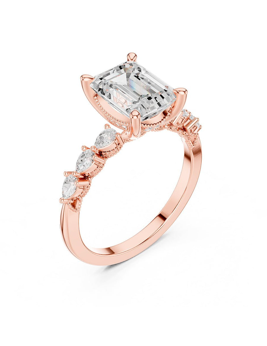 Anillo de compromiso - piedras laterales - AMORE345-EM-LG