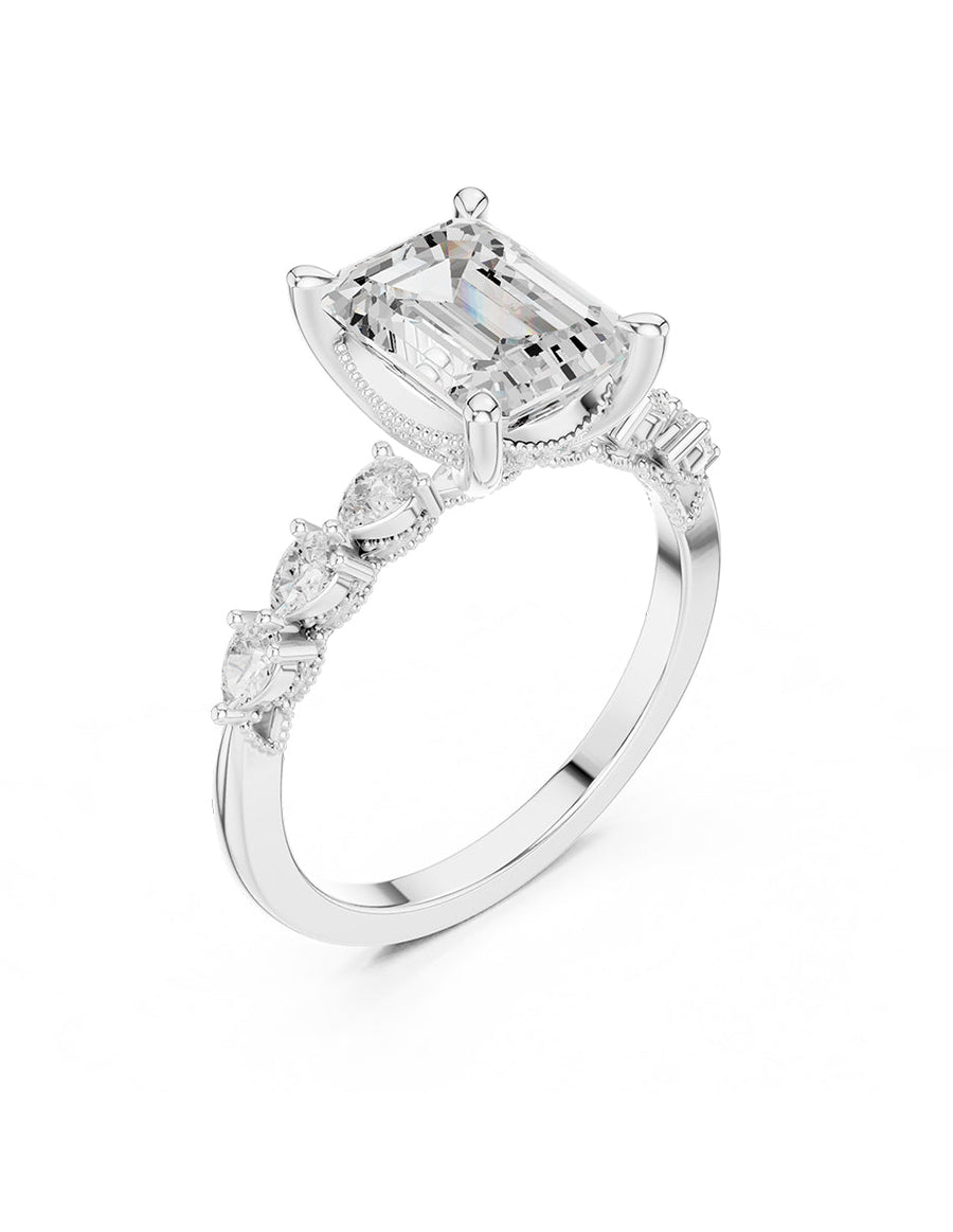 Anillo de compromiso - piedras laterales - AMORE345-EM-LG