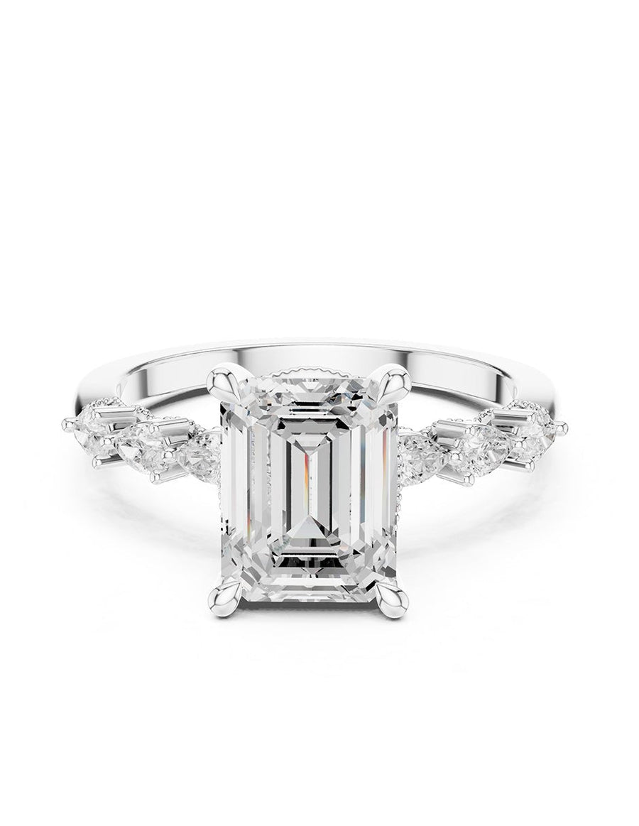 Anillo de compromiso - piedras laterales - AMORE345-EM-LG
