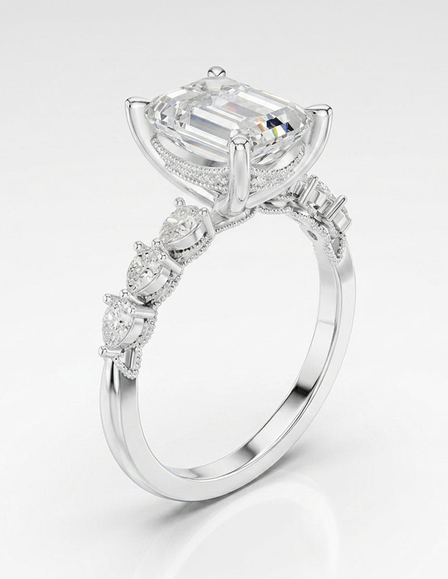 Montura para personalizar - piedras laterales - AMORE345-EM