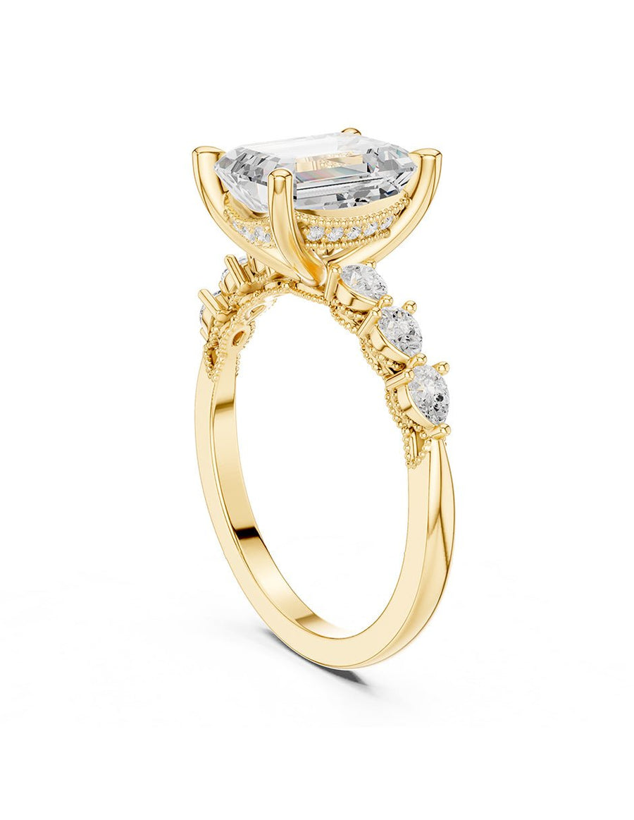 Anillo de compromiso - piedras laterales - AMORE345-EM-LG