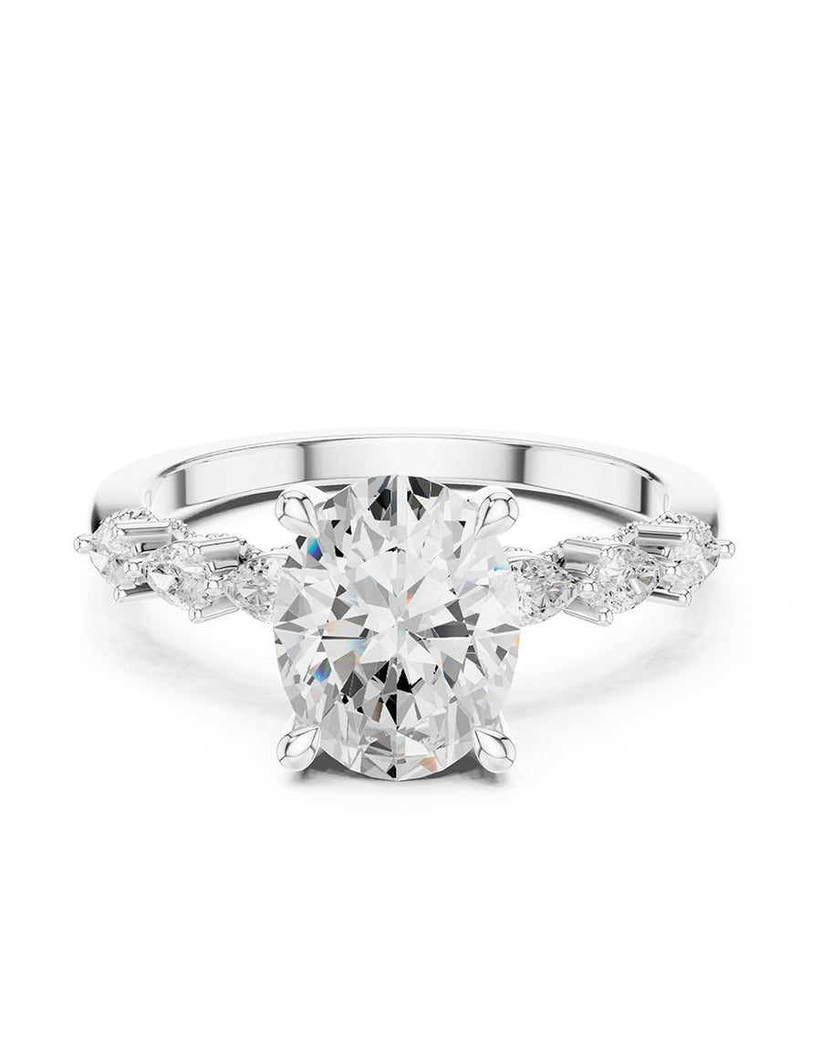 Montura para personalizar - piedras laterales - AMORE346-OV