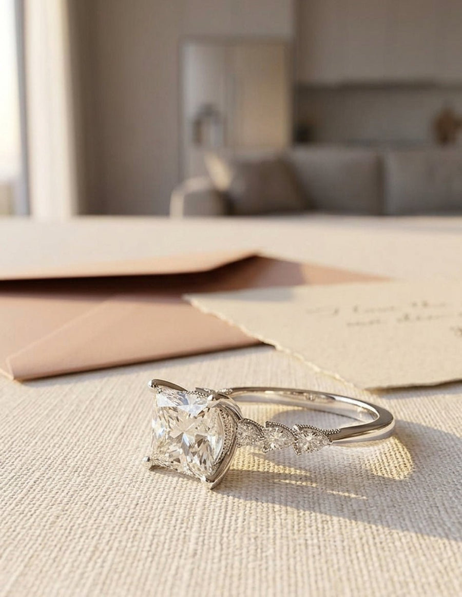 Anillo de compromiso - piedras laterales - AMORE346-PR-LG