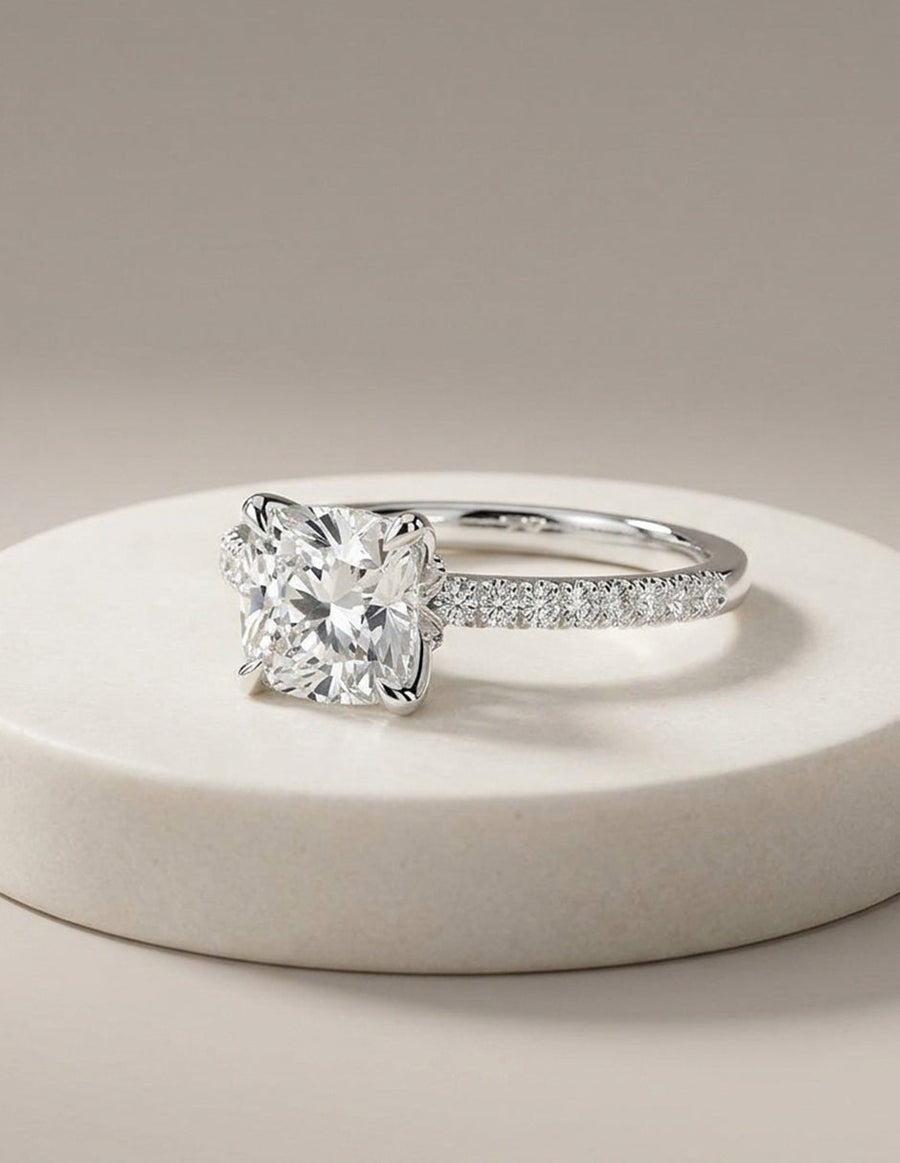 Anillo de compromiso - piedras laterales - AMORE347-AS-LG