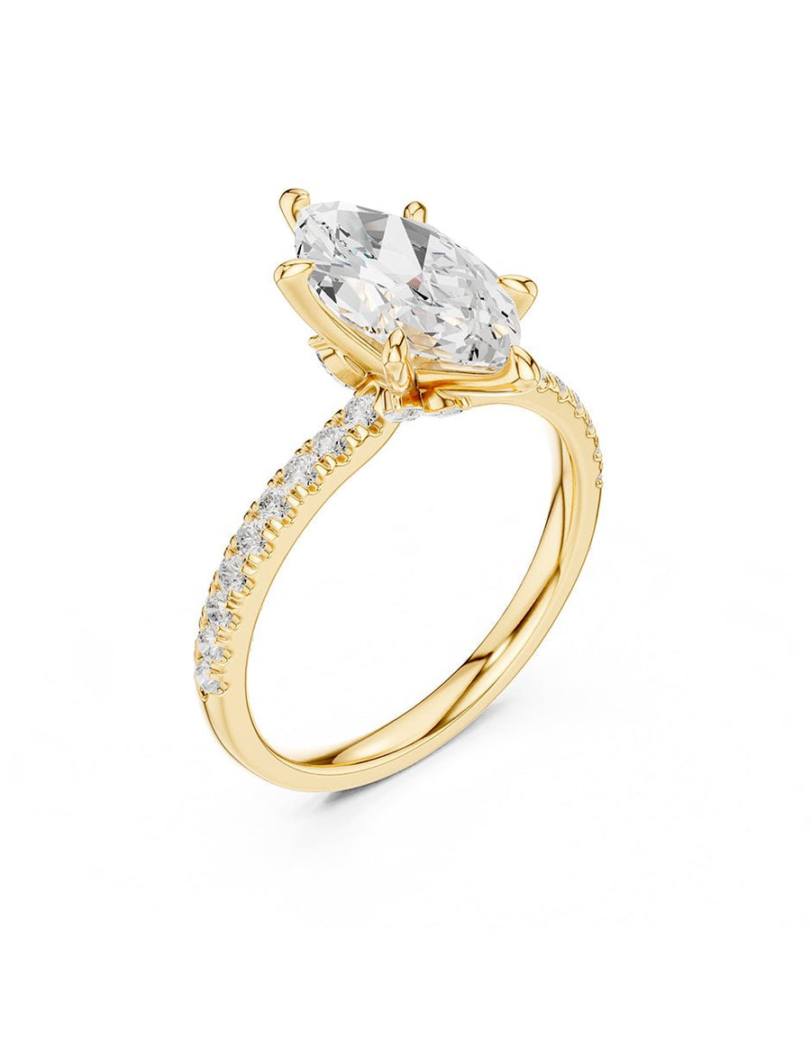 Anillo de compromiso - piedras laterales - AMORE347-MQ-LG